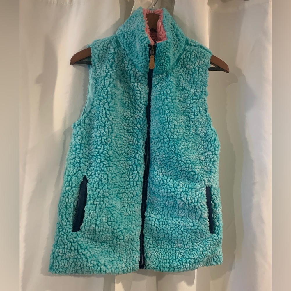 Simply Southern Sweater Vest Women Small Blue Full Zip Sherpa Jacket Ladies